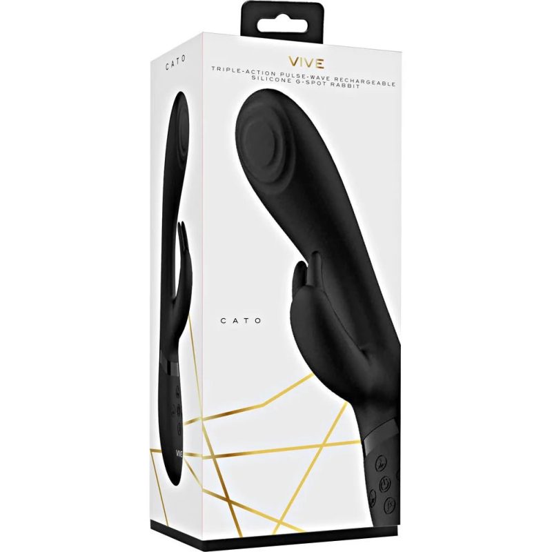 vive cato pulse rechargeable g spot rabbit vibrator 85 black 233630